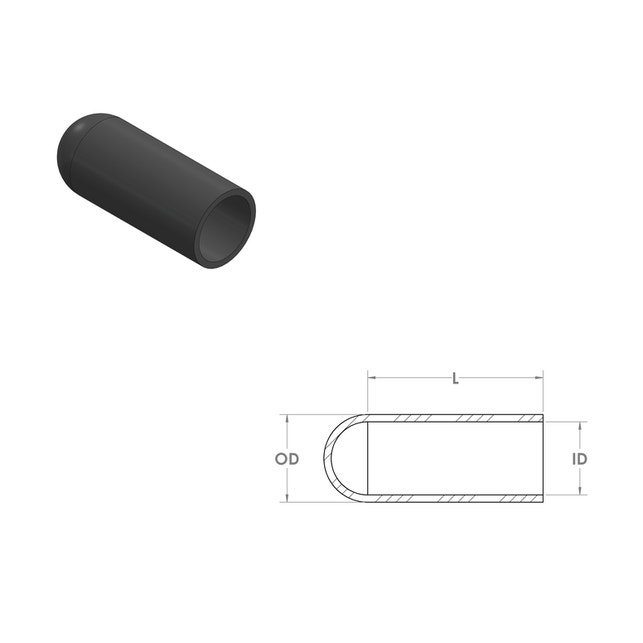 EPDM Cap 1.062" ID x 2.000" L EPDM Cap 1.062" ID x 2.000" L