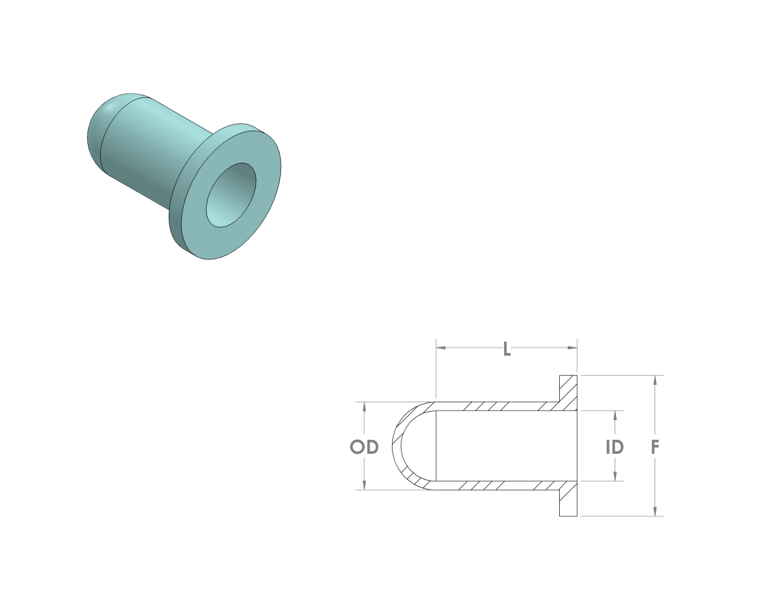 Silicone Flange Caps CAD Drawing