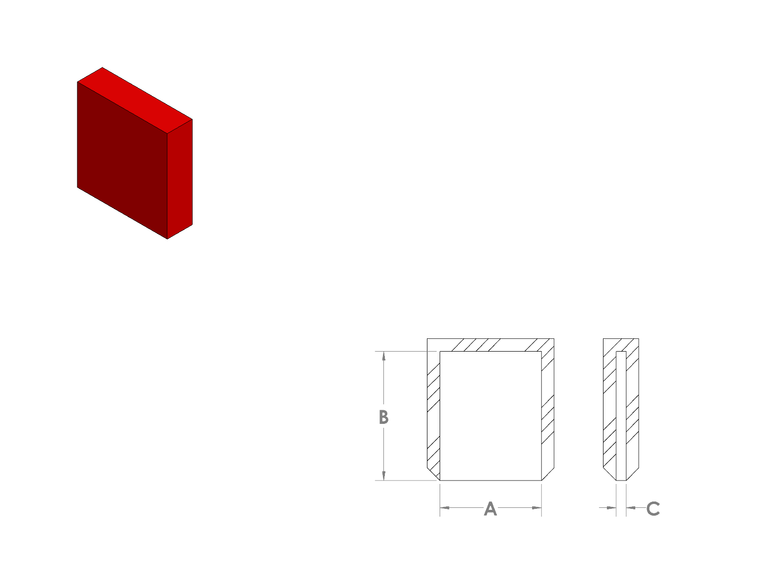 Silicone Rectangular Caps CAD Drawing