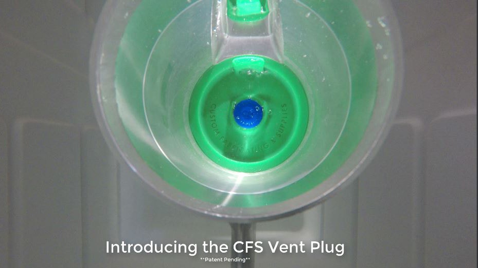 cfs vent plug eliminates issues with pressure and leakage during coating processes